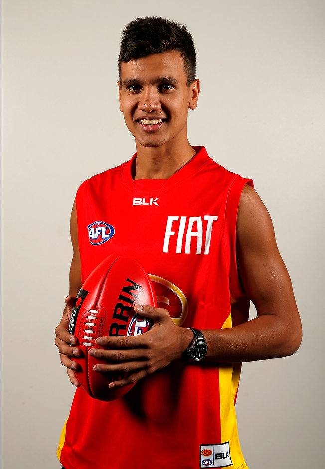 AFL 2015 Media - NAB AFL Draft ADELAIDE, AUSTRALIA - NOVEMBER 24: Number 8 draft pick Callum Ah Chee of the Suns poses during the NAB AFL Draft at the Adelaide Convention Centre, Adelaide, Australia on November 24, 2015. (Photo by Sean Garnsworthy/AFL Media)
